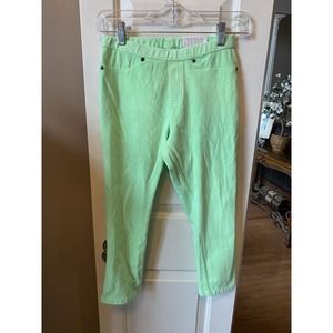 HUE Chino Capri Leggings Neon Jade Nordstrom Size XS NWT‎